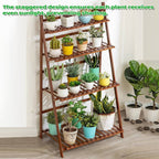4-Tier Folding Bamboo Plant Stand, 122 cm