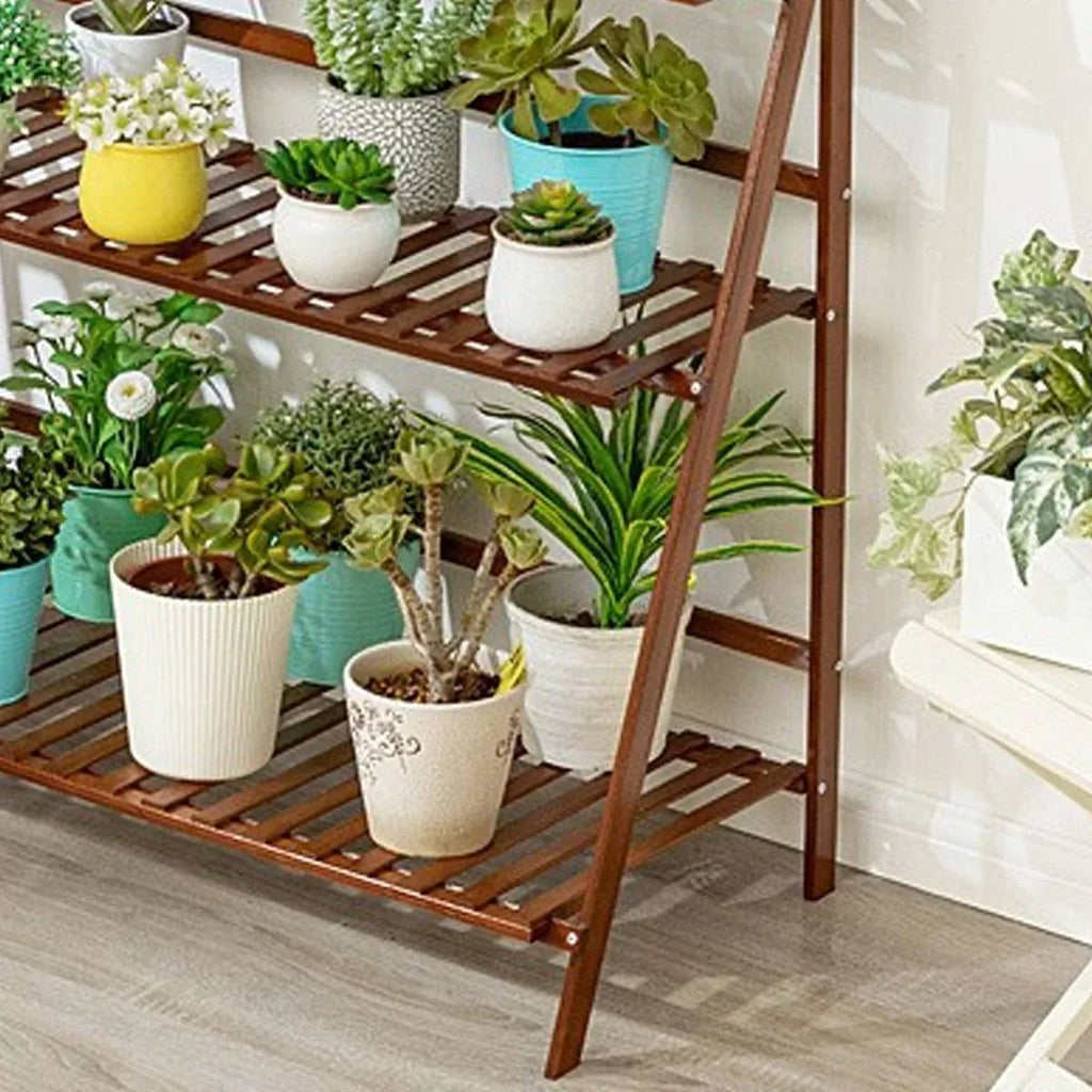 4-Tier Folding Bamboo Plant Stand, 122 cm