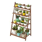 4-Tier Folding Bamboo Plant Stand, 122 cm