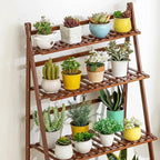 4-Tier Folding Bamboo Plant Stand, 122 cm