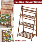 4-Tier Folding Bamboo Plant Stand, 122 cm