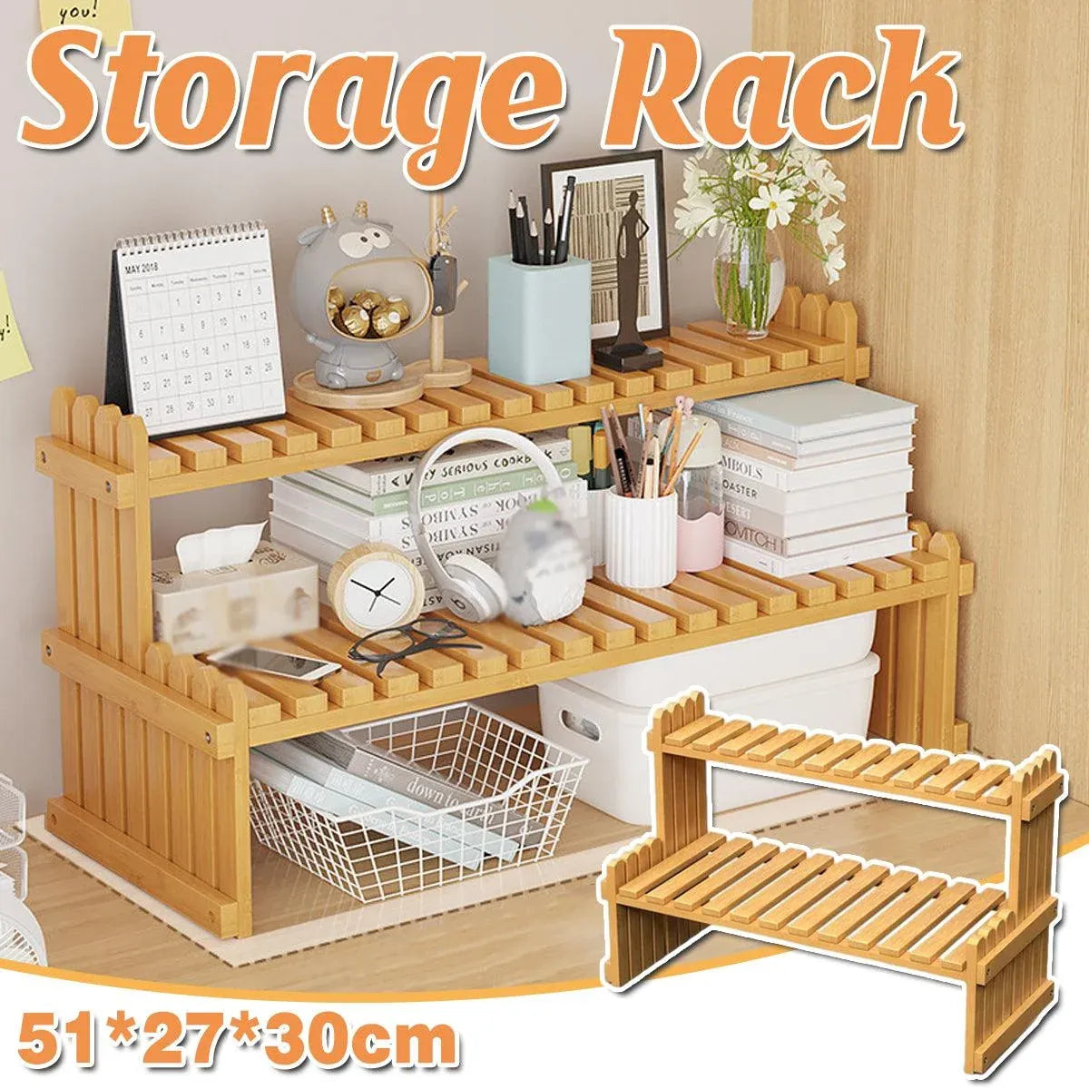 2-Tier Bamboo Plant Stand, 57 cm