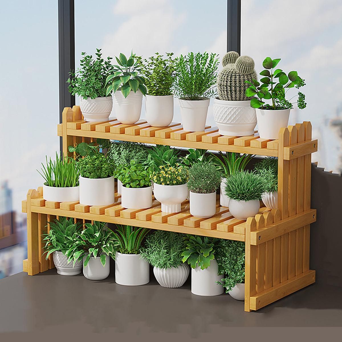 2-Tier Bamboo Plant Stand, 57 cm