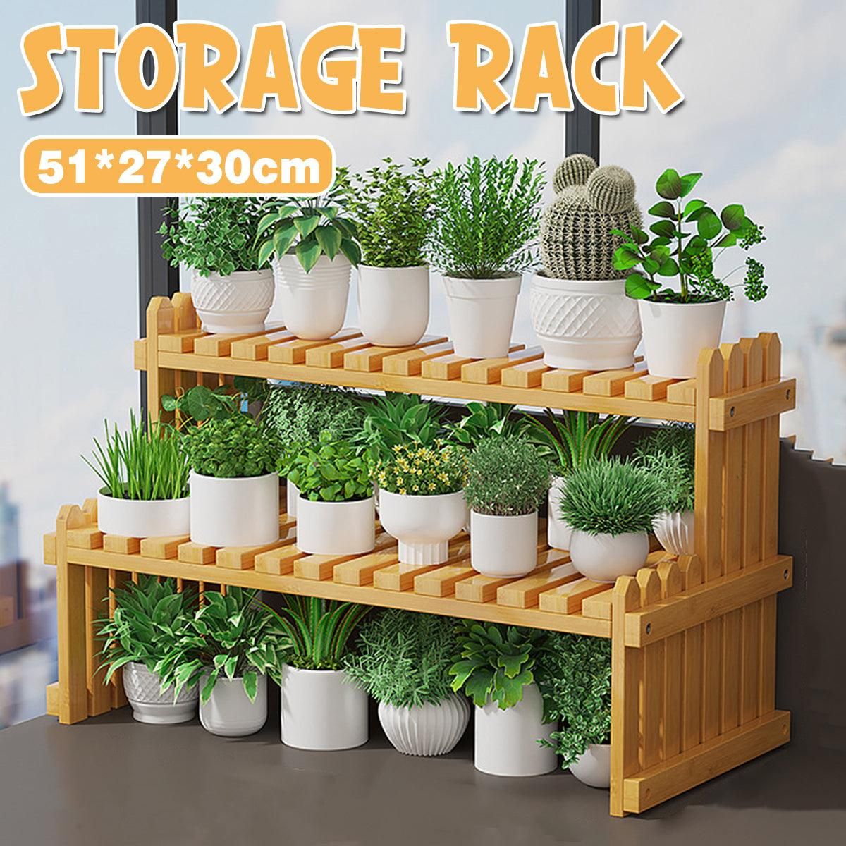 2-Tier Bamboo Plant Stand, 57 cm