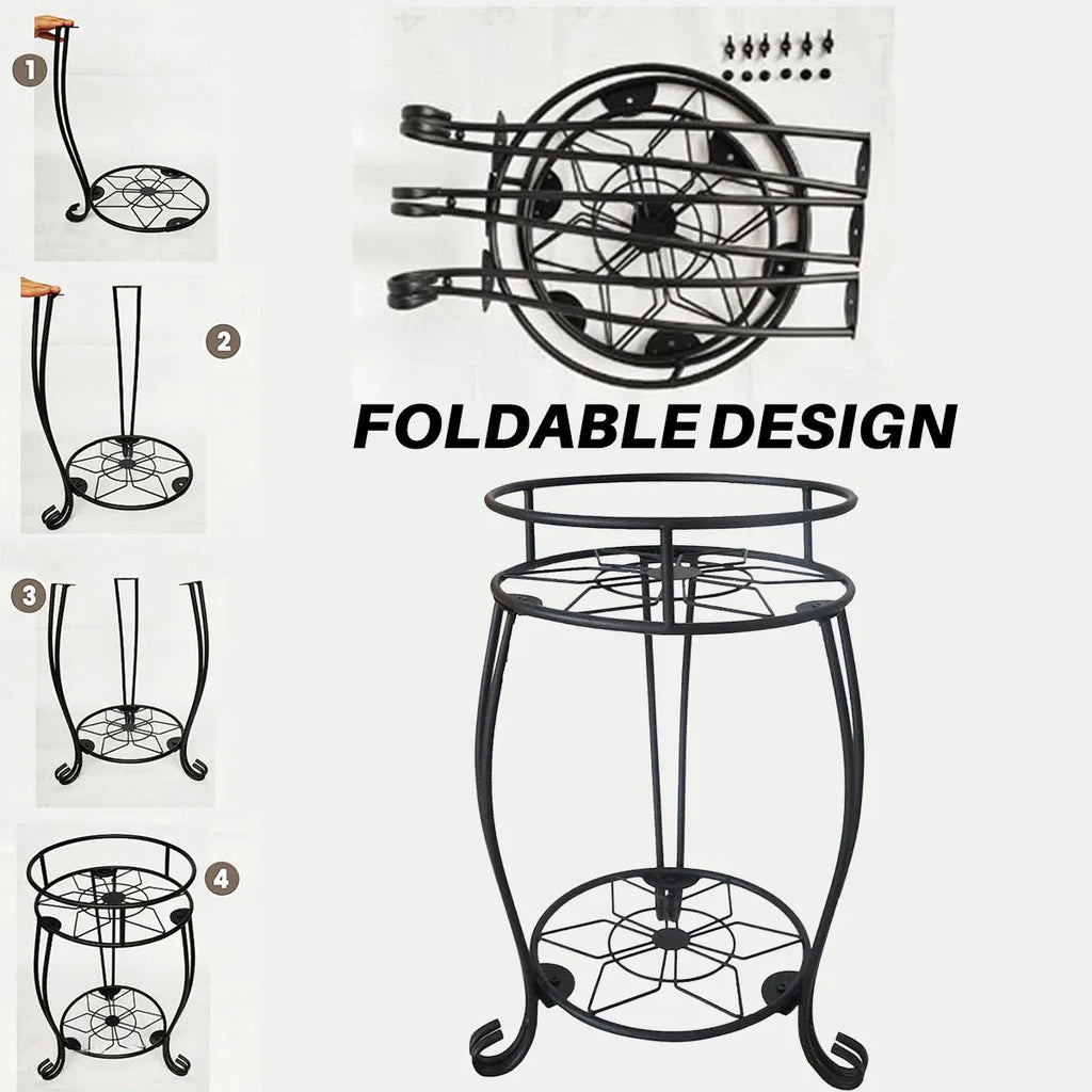 Foldable 2-Tier Metal Plant Stand