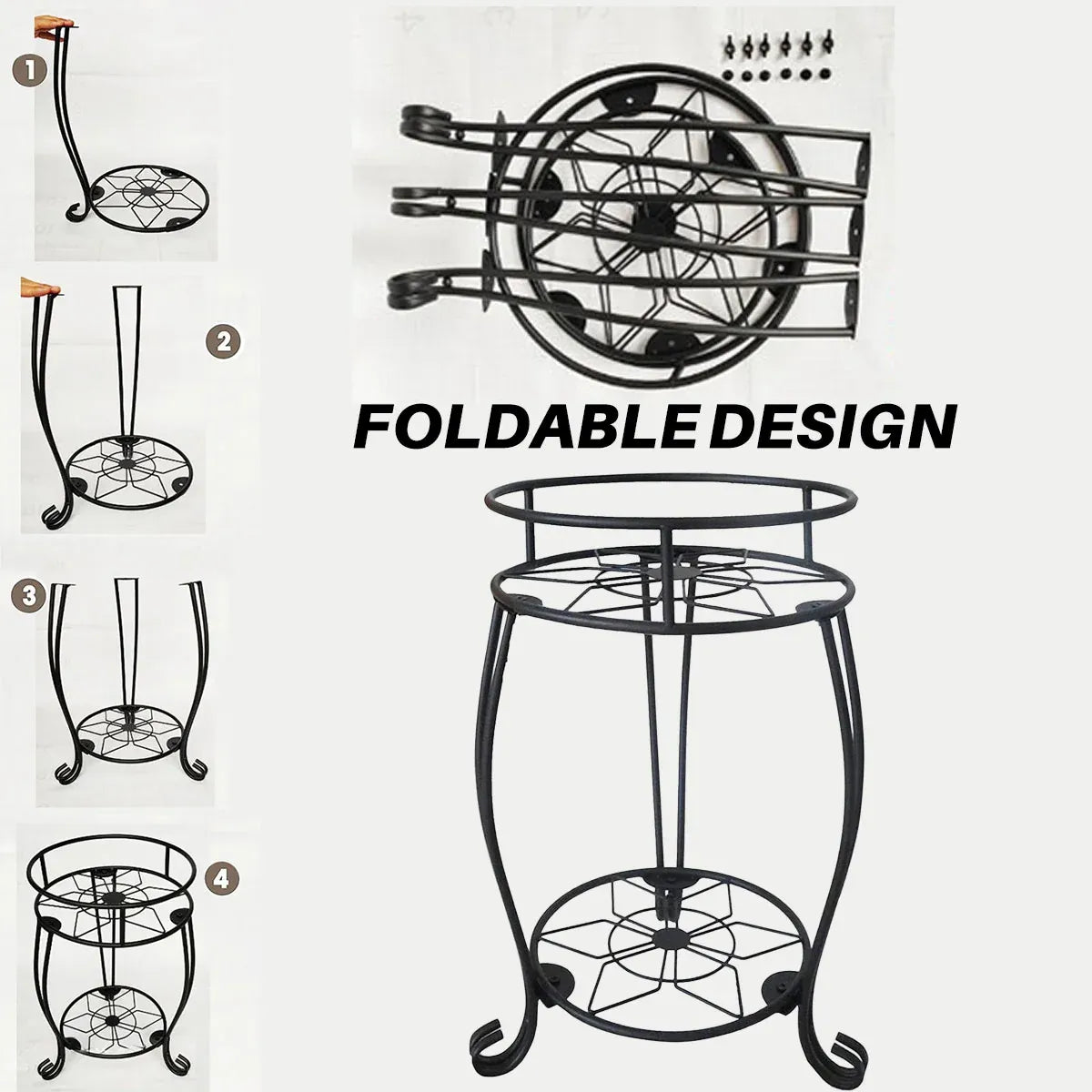 Foldable 2-Tier Metal Plant Stand