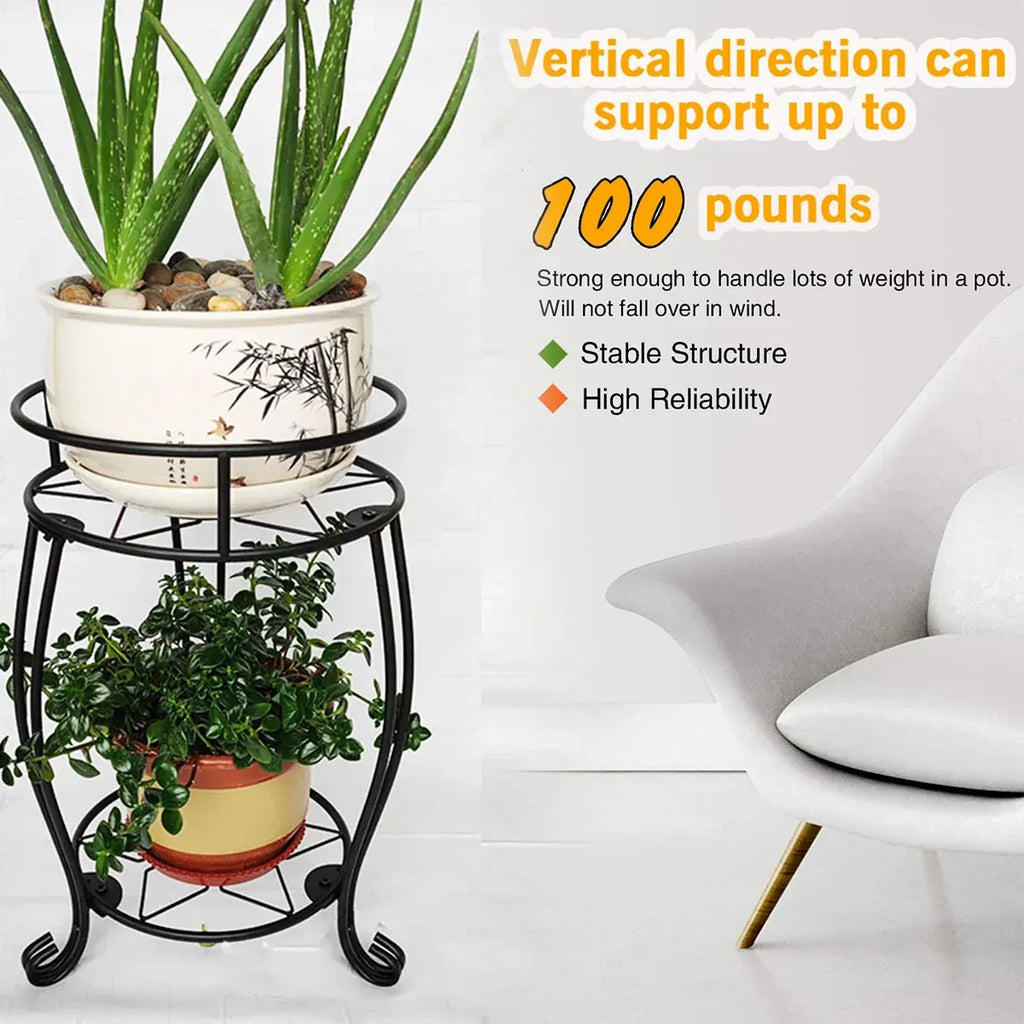 Foldable 2-Tier Metal Plant Stand
