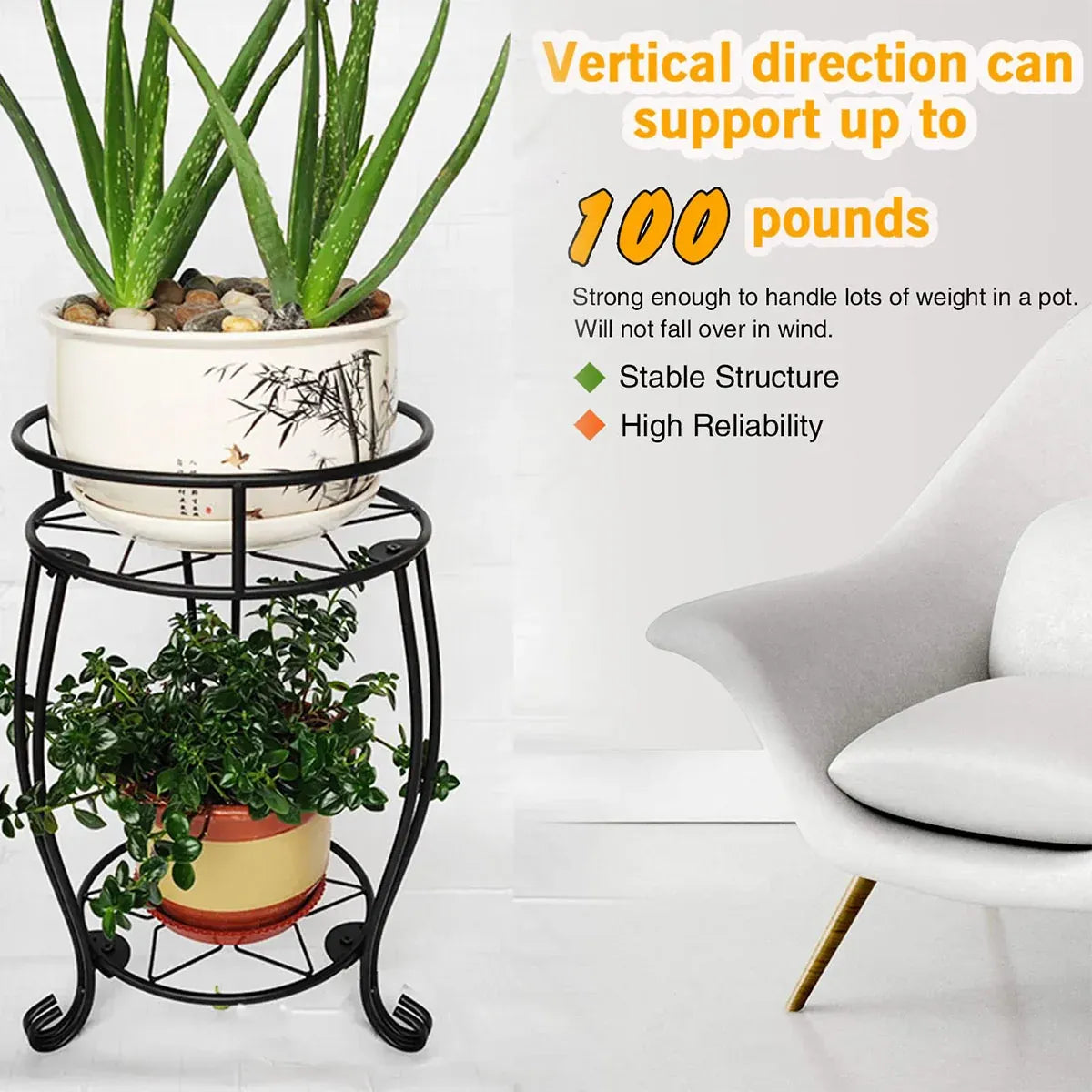 Foldable 2-Tier Metal Plant Stand