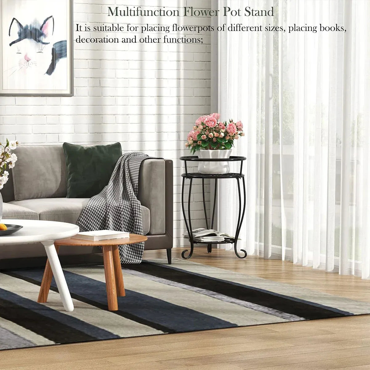 Foldable 2-Tier Metal Plant Stand