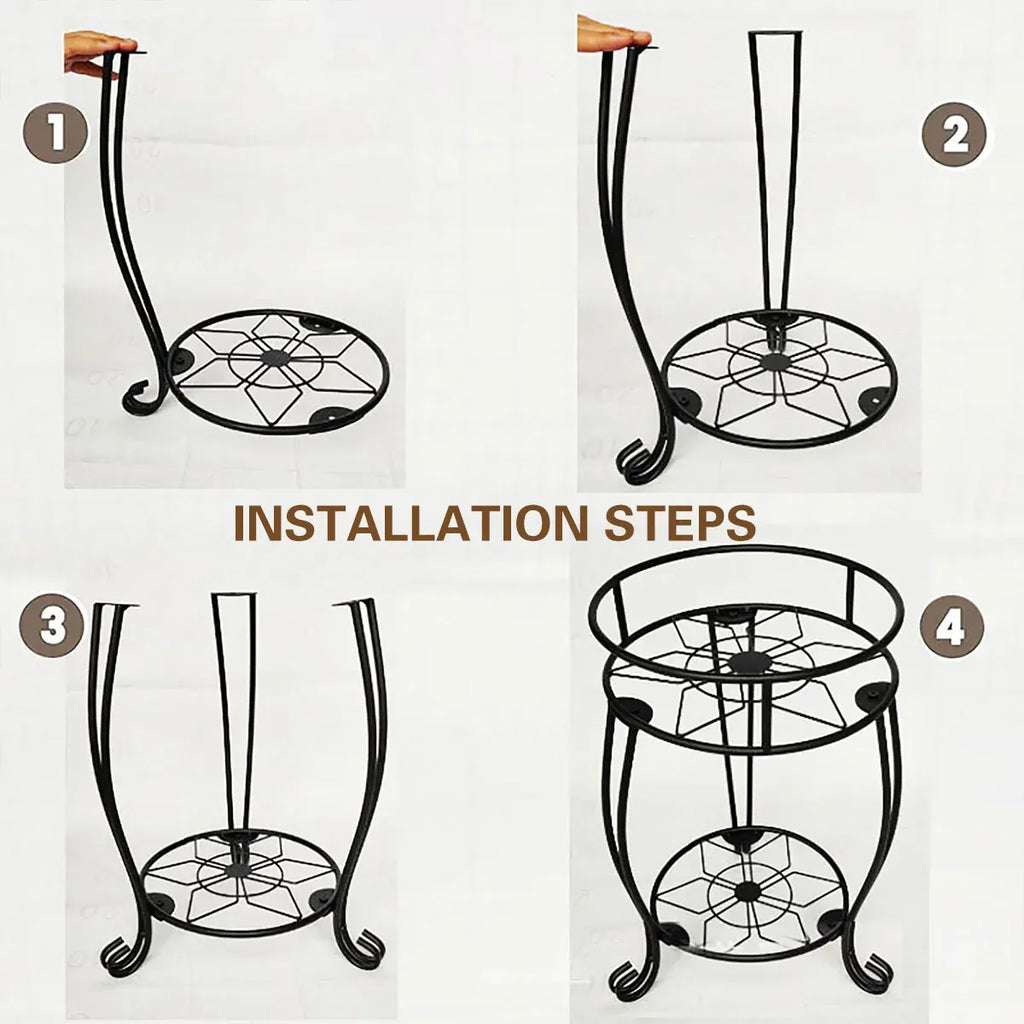 Foldable 2-Tier Metal Plant Stand
