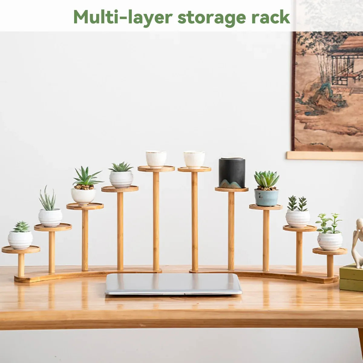 Bamboo Desktop Plant Stand, 38 cm – Square