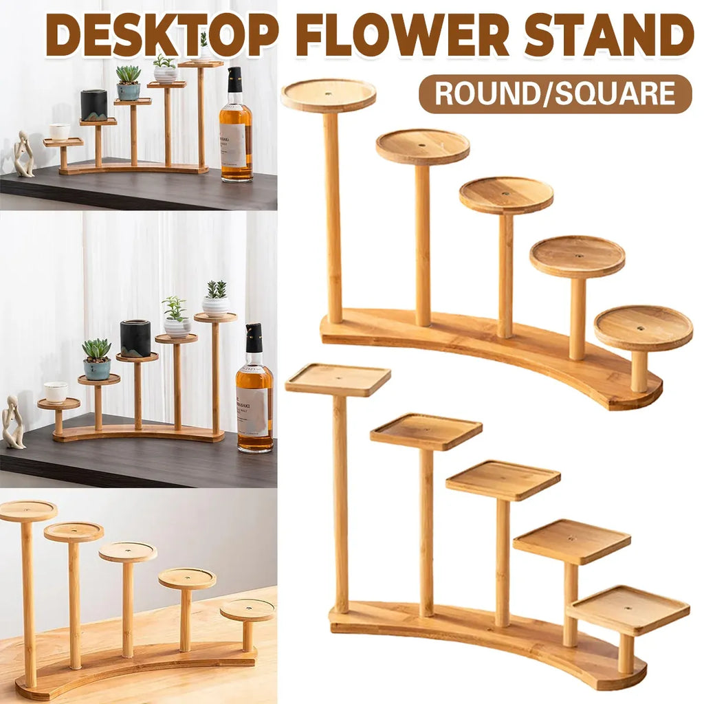 Bamboo Desktop Plant Stand, 38 cm – Square
