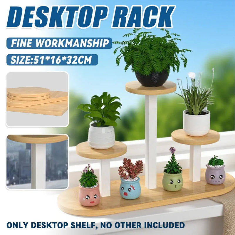 Multi-Tier Windowsill Plant Shelf, Steel and Wood, 51 cm