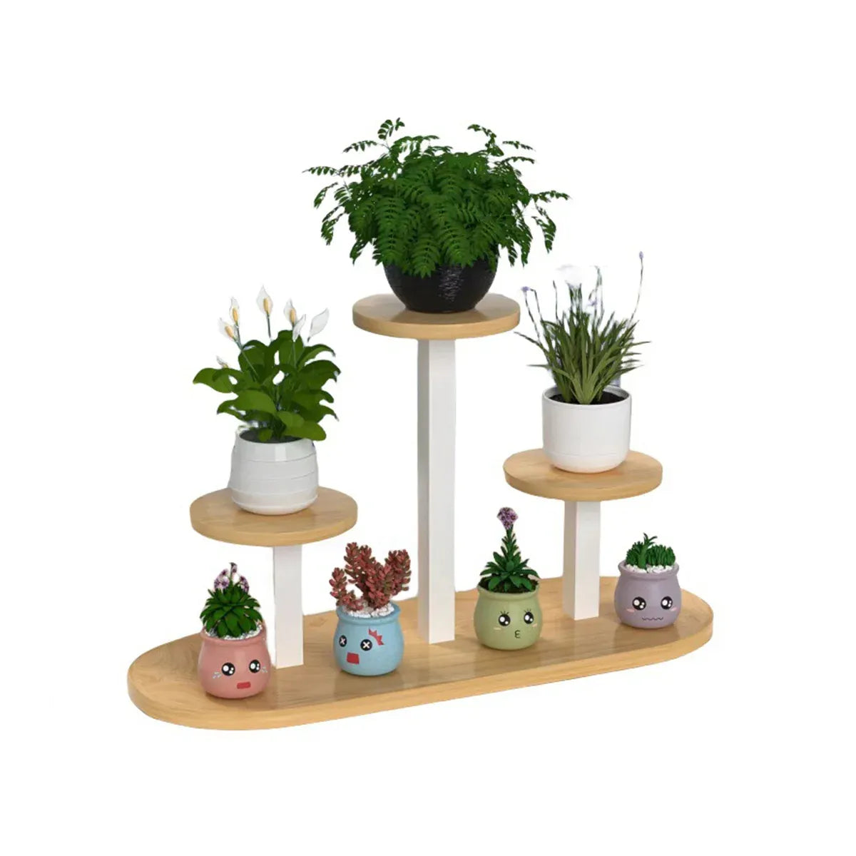 Multi-Tier Windowsill Plant Shelf, Steel and Wood, 51 cm