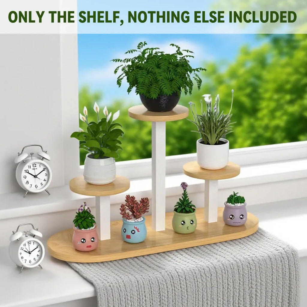Multi-Tier Windowsill Plant Shelf, Steel and Wood, 51 cm
