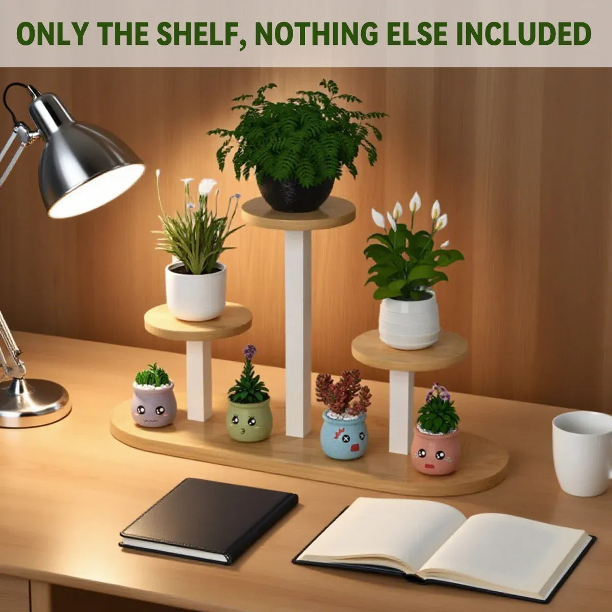 Multi-Tier Windowsill Plant Shelf, Steel and Wood, 51 cm