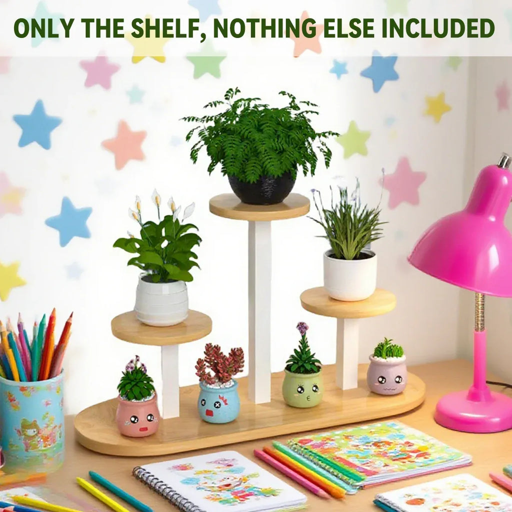 Multi-Tier Windowsill Plant Shelf, Steel and Wood, 51 cm
