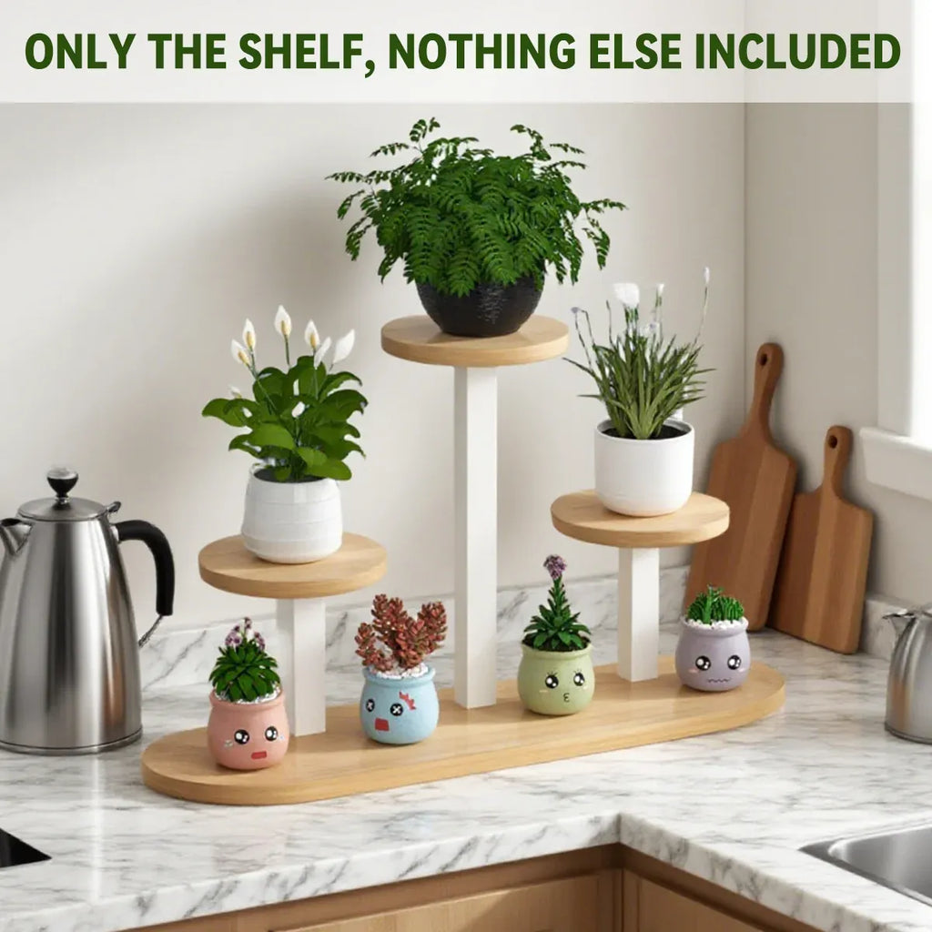 Multi-Tier Windowsill Plant Shelf, Steel and Wood, 51 cm