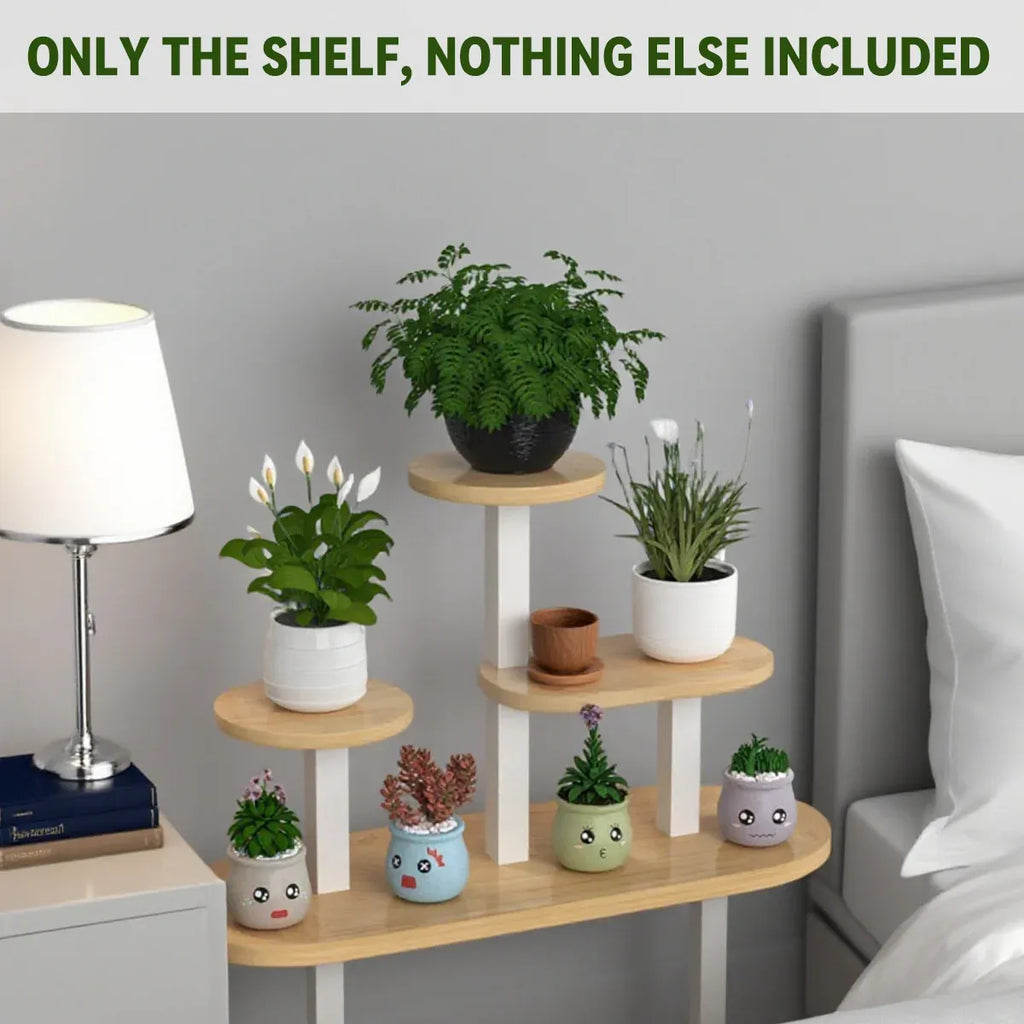 Multi-Tier Windowsill Plant Shelf, Steel and Wood, 51 cm