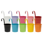 Hanging Metal Flower Buckets with Hooks, 13 cm – 10 Pack, Multicolour