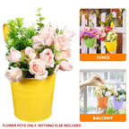 Hanging Metal Flower Buckets with Hooks, 13 cm – 10 Pack, Multicolour