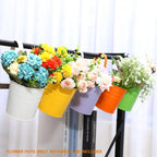 Hanging Metal Flower Buckets with Hooks, 13 cm – 10 Pack, Multicolour