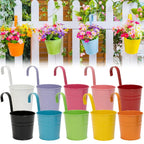 Hanging Metal Flower Buckets with Hooks, 13 cm – 10 Pack, Multicolour