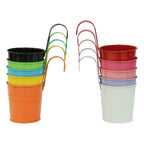 Hanging Metal Flower Buckets with Hooks, 13 cm – 10 Pack, Multicolour