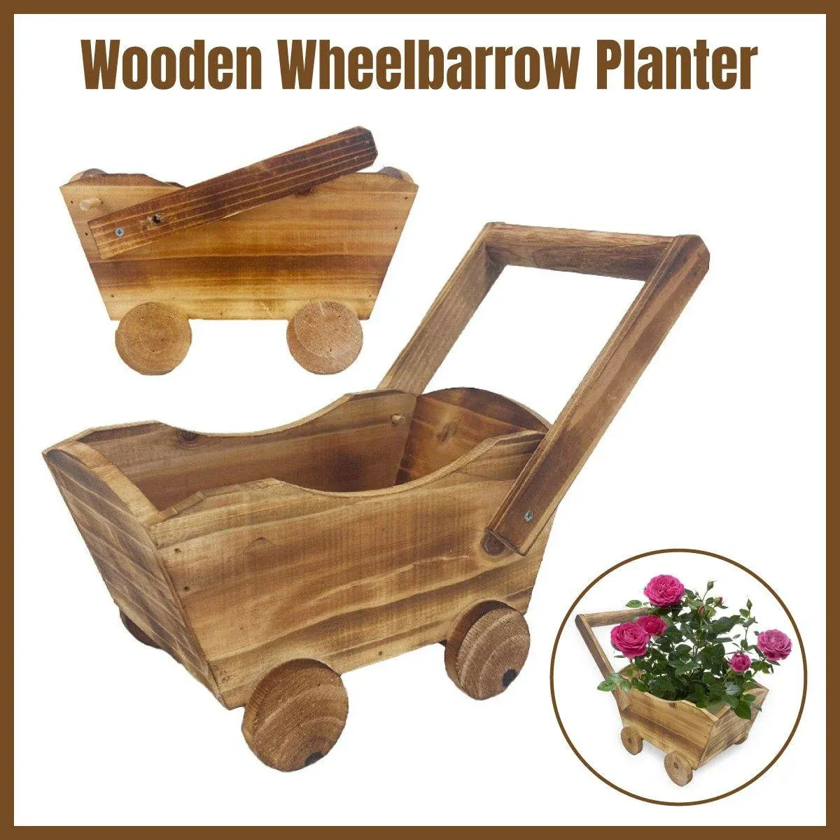 Wooden Cart Planter for Succulents & Small Plants