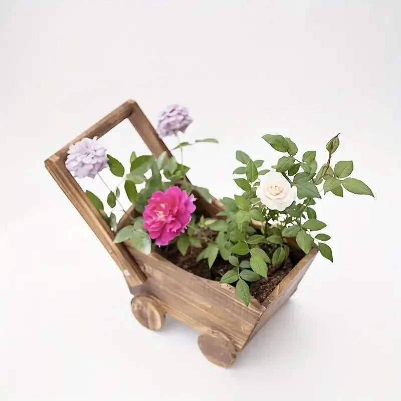 Wooden Cart Planter for Succulents & Small Plants