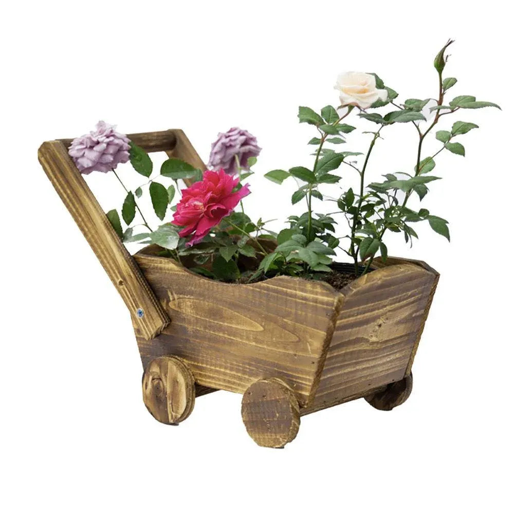 Wooden Cart Planter for Succulents & Small Plants