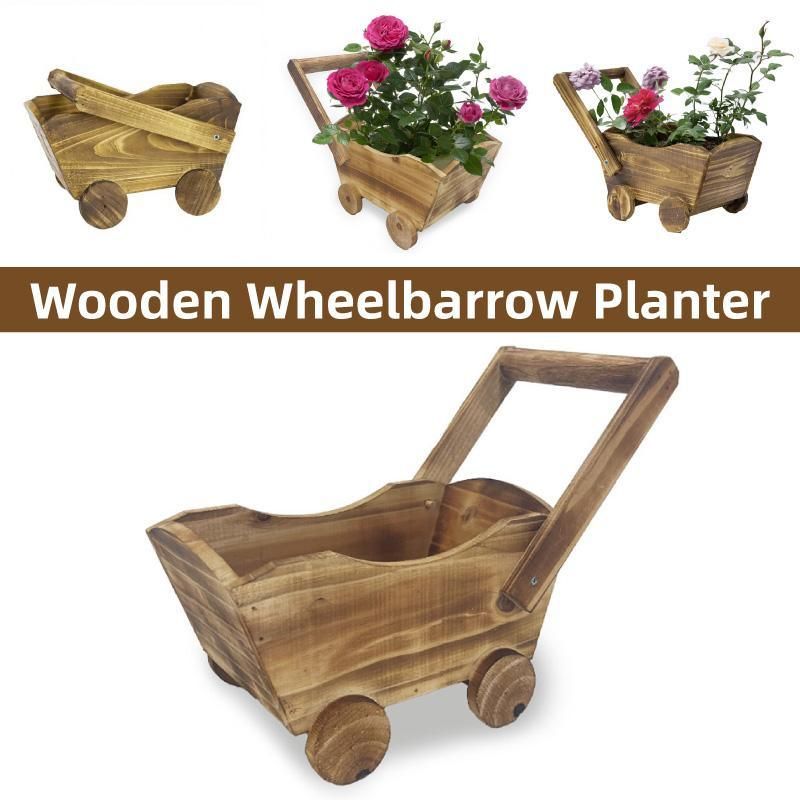 Wooden Cart Planter for Succulents & Small Plants