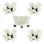 4-Petal Stackable Strawberry Planter with Wheeled Base – 5 Tiers, Beige