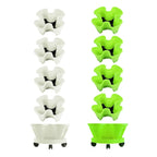 4-Petal Stackable Strawberry Planter with Wheeled Base – 5 Tiers, Beige