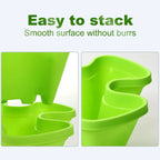 4-Petal Stackable Strawberry Planter with Wheeled Base – 5 Tiers, Beige