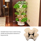 4-Petal Stackable Strawberry Planter with Wheeled Base – 5 Tiers, Beige