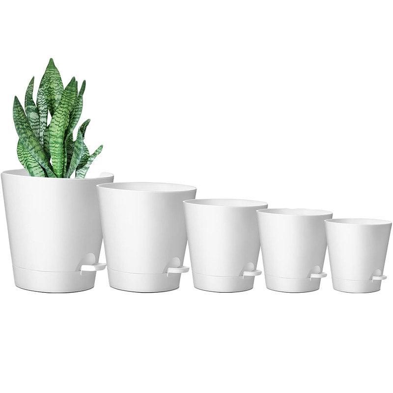 Self-Watering Plant Pots, Set of 5 – Green