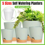 Self-Watering Plant Pots, Set of 5 – Green