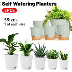 Self-Watering Plant Pots, Set of 5 – White
