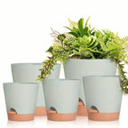 Self-Watering Plant Pots, Set of 5 – White