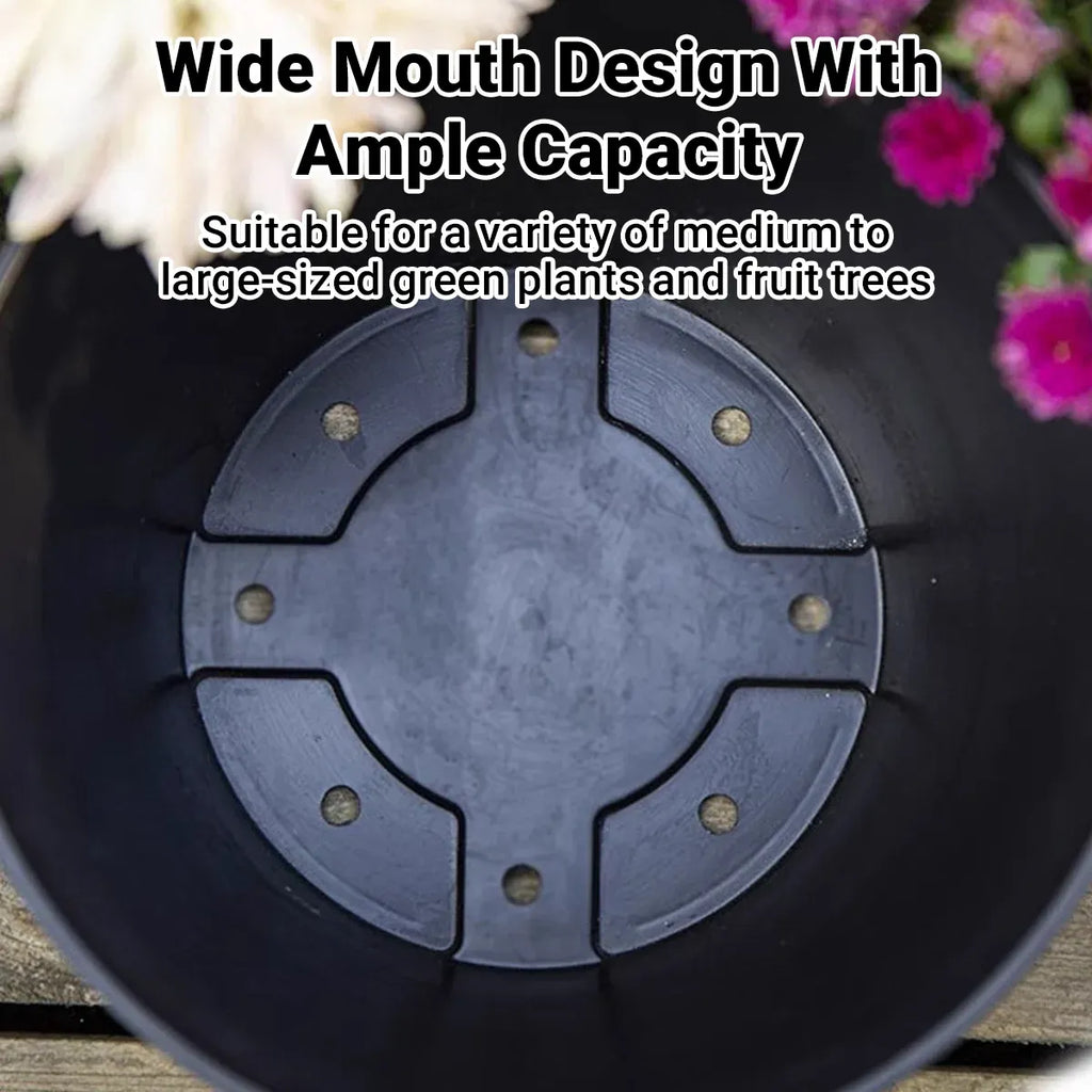 Barrel-Look Plastic Planters with Saucers – 2 Pack