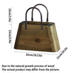 Handbag-Shaped Wooden Planter with Metal Handles, 26 cm