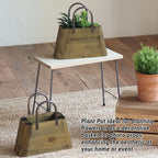 Handbag-Shaped Wooden Planter with Metal Handles, 26 cm