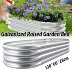 Oval Galvanised Raised Garden Bed, 120 x 60 x 28 cm