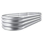 Oval Galvanised Raised Garden Bed, 120 x 60 x 28 cm