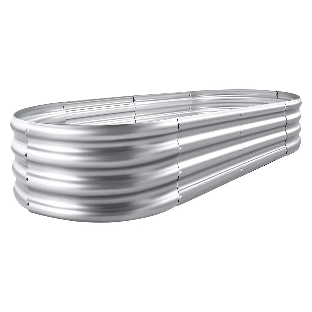 Oval Galvanised Raised Garden Bed, 120 x 60 x 28 cm