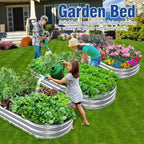 Oval Galvanised Raised Garden Bed, 120 x 60 x 28 cm