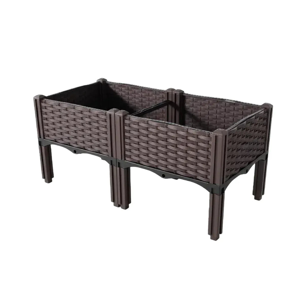 Rattan-Look Raised Planter Box 80 x 40 cm – Brown