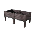 Rattan-Look Raised Planter Box 80 x 40 cm – Brown
