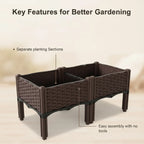 Rattan-Look Raised Planter Box 80 x 40 cm – Brown